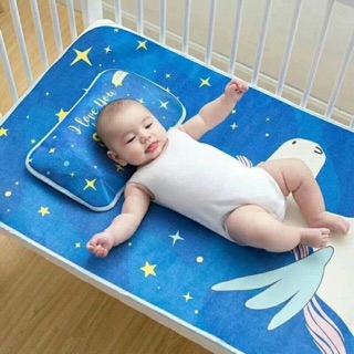 Chiếu lụa điều hoà kèm gối cho bé