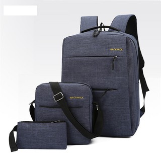 Combo Balo 3 Món Đựng Laptop Ipad Bút Viết Sinh Viên Tích Hợp USB, Ba Lô Du Lịch, Balo Cao Cấp, Ba Lô Giá Rẻ