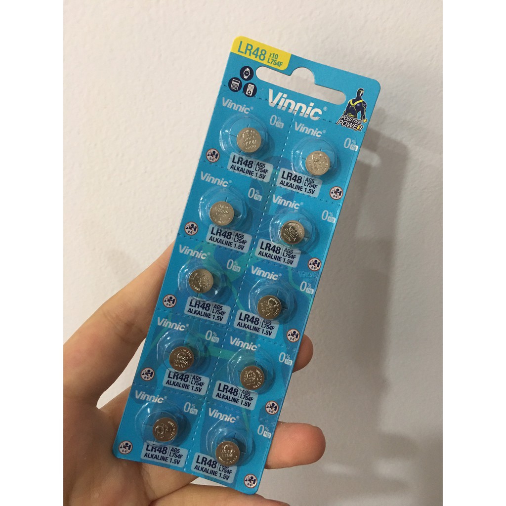 Vỉ 10 viên pin Vinnic AG5 393 LR48 193 LR754 SR48 SR754 RW28 309 754