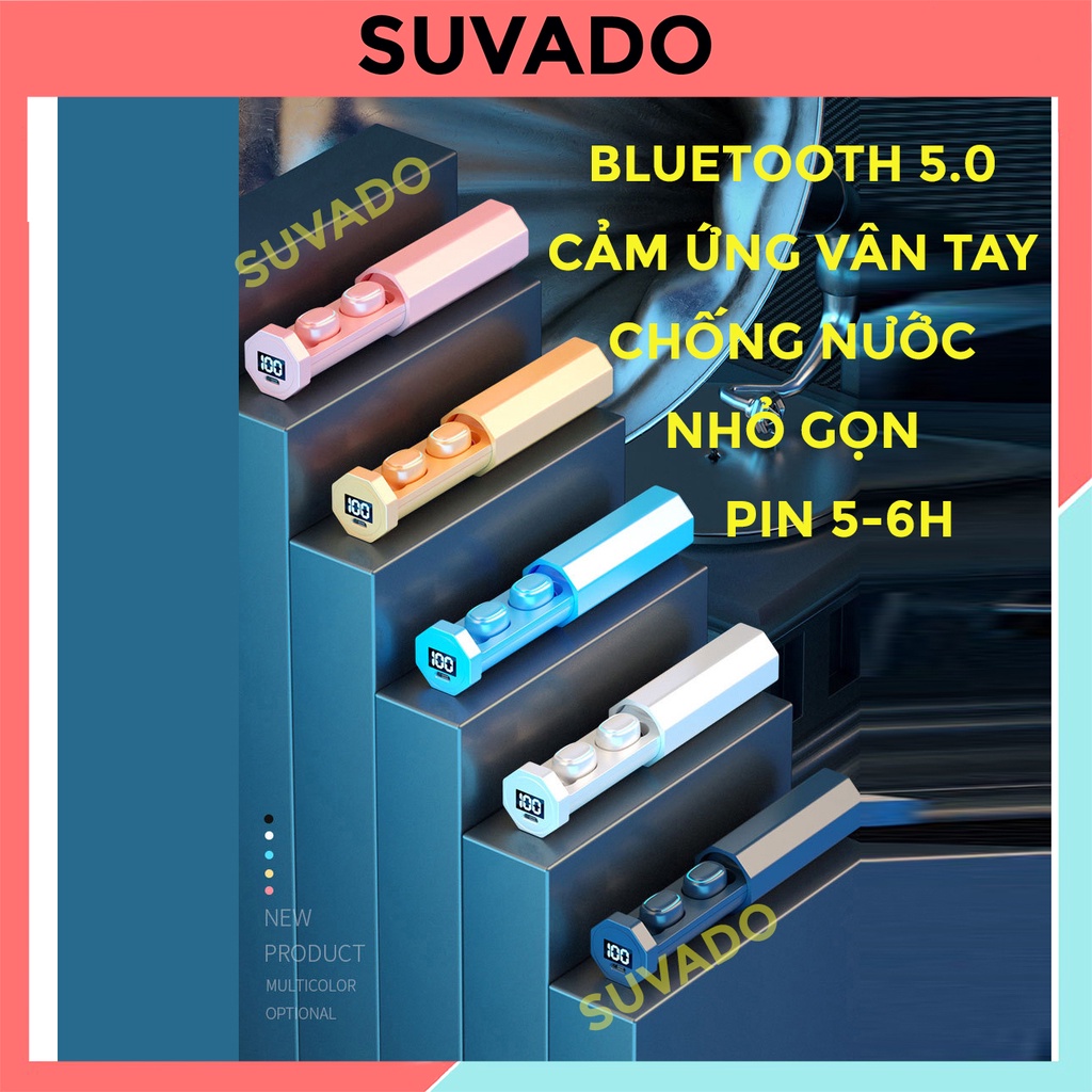 Tai Nghe Không Dây Bluetooth 5.0 Điều Khiển Cảm Ứng Âm Thanh Nổi Chống Nước Kèm Hộp Sạc Chơi Game A7 SUVADO