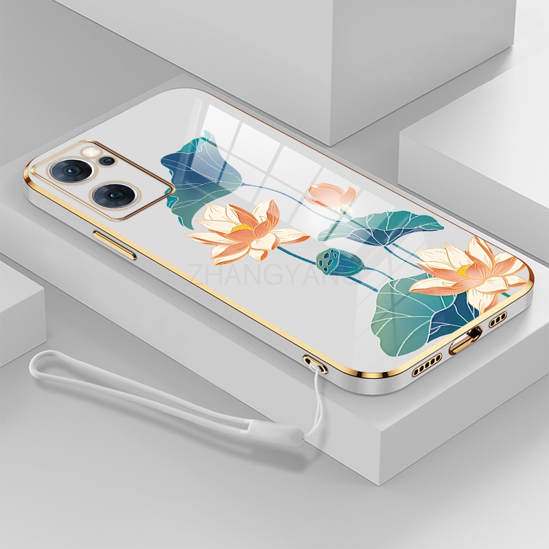 ốp lưng oppo reno 7 reno 7 4g reno 7 se ốp điện thoại oppo reno 7 reno 7 4g reno 7 se Ốp Điện Thoại TPU Dẻo Mạ Màu Họa Tiết Hoa Sen Sang Trọng
