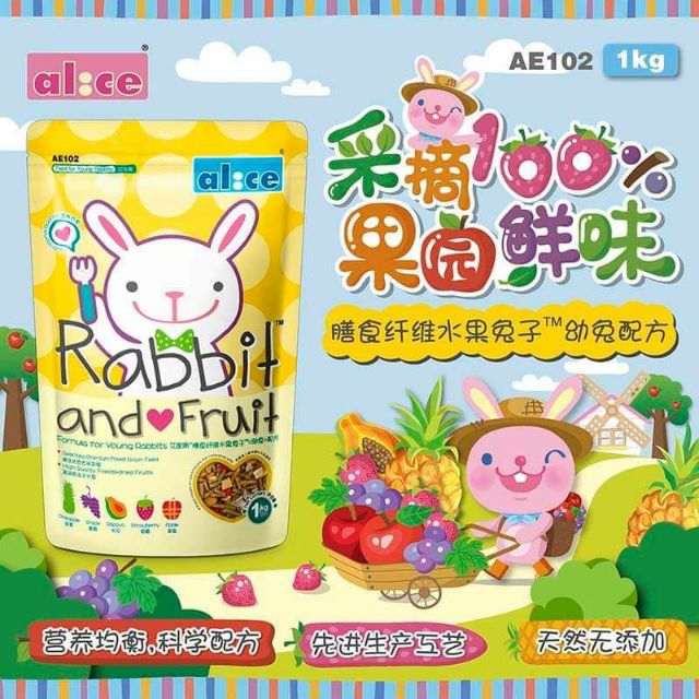 Thức ăn trái cây cao cấp cho thỏ Alice 1kg