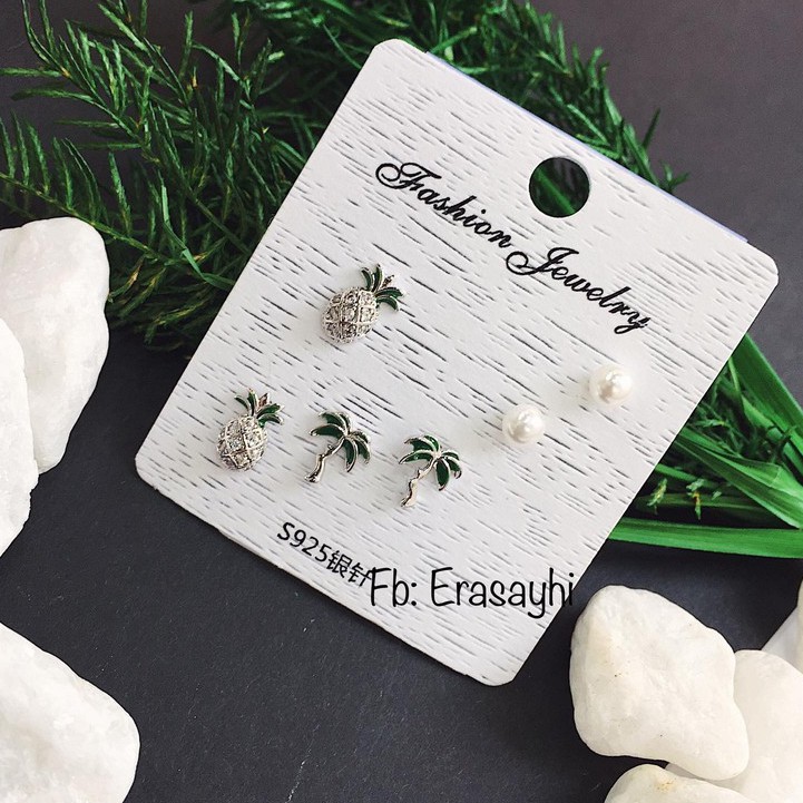 Set Bông Tai Bạc 925 Era - 3 Đôi Phong Cách Hàn Quốc Cực Đáng Iu