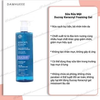 Sữa rửa mặt cho da nhờn mụn Ducray Keracnyl Foaming Gel