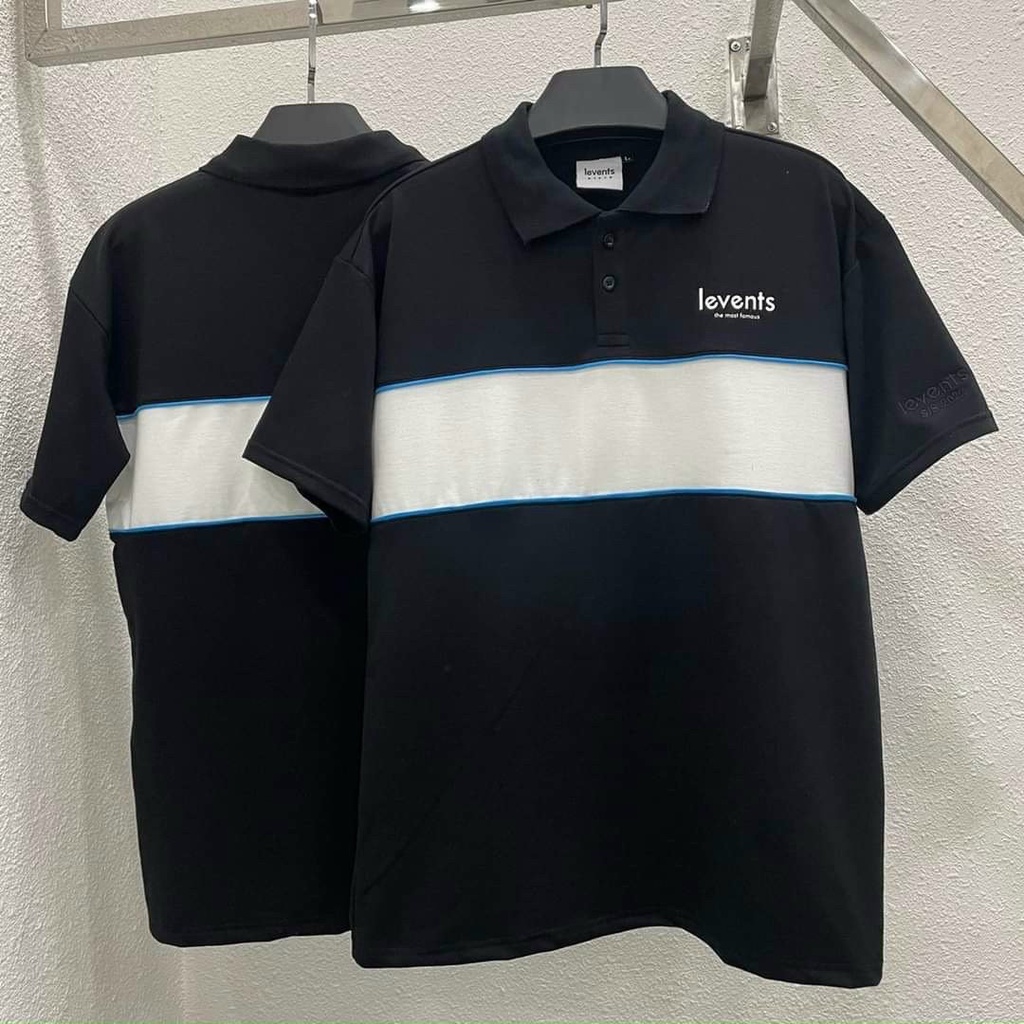 Áo thun polo Levents Stripe màu trắng form rộng unisex nam nữ full tag hãng Thời trang Unisex HCM AL220