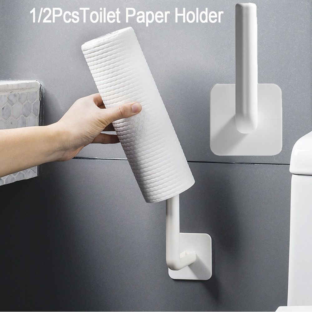 Bộ 1/2 cái giá đỡ nắp nồi/khăn giấy/đồ bếp dán tường không cần khoan cho nhà bếp/phòng tắm