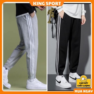 Quần jogger thể thao nam phối ba vạch form rộng unisex basic hàn quốc vải - ảnh sản phẩm 4