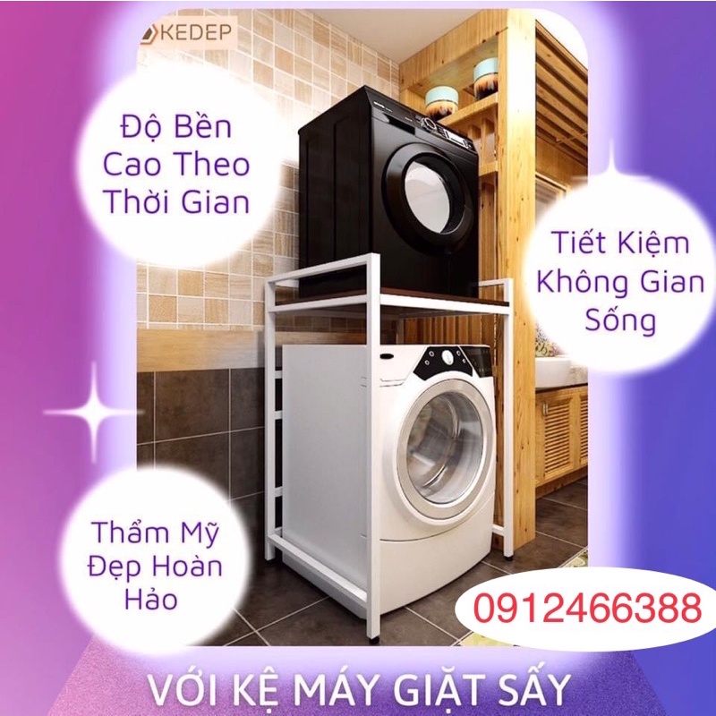 Kệ máy giặt máy sấy 2 tầng chịu tải đến 300KG , hộp vuông 4x4cm