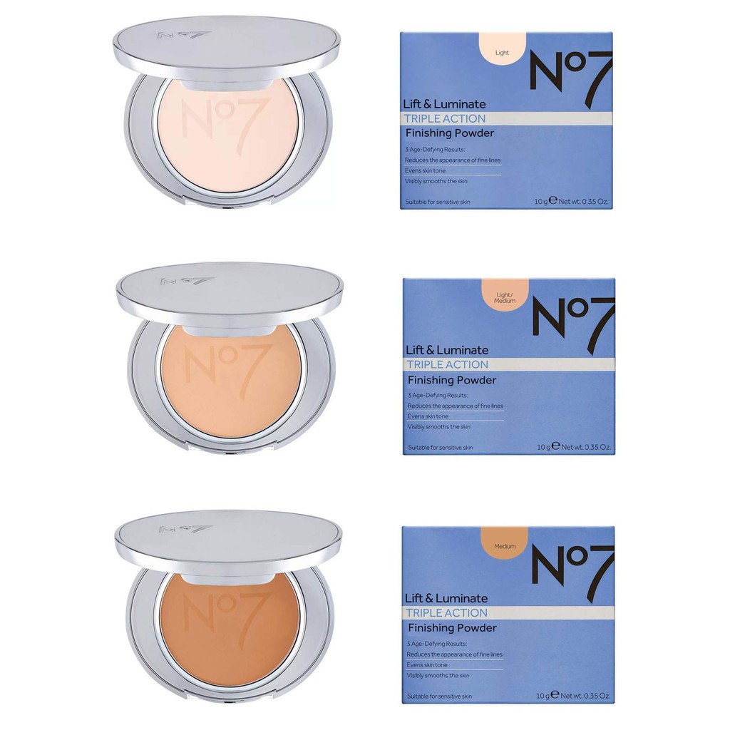 Phấn phủ No7 Lift &amp; Luminate Triple Action Finishing Powder 10G