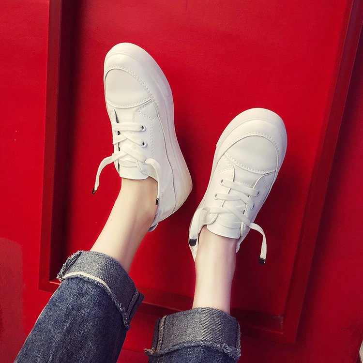 Giày thể thao đơn giản đế bệt màu trắng thời trang nữ | BigBuy360 - bigbuy360.vn