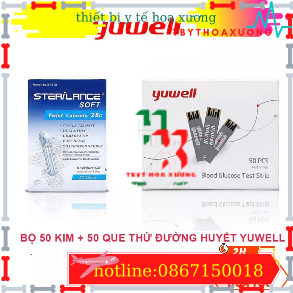 Bộ test 50 kim + 50 Que Thử Đường H551uyết YUWELL Dùng Cho Máy đo Đường Huyết Yuwell Accusure 710 Chính Hãng