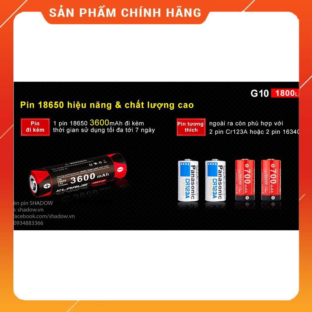 [HÀNG SIÊU CẤP][FREESHIP] Đèn pin và đèn sạc KLARUS G10 sáng 1800lm xa 250m sạc usb pin 18650 kèm theo