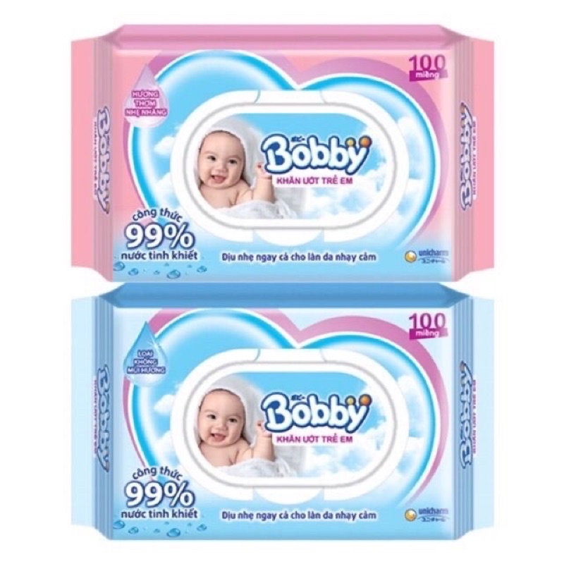 Giấy Ướt Bobby An Toàn Cho Bé 100 Tờ