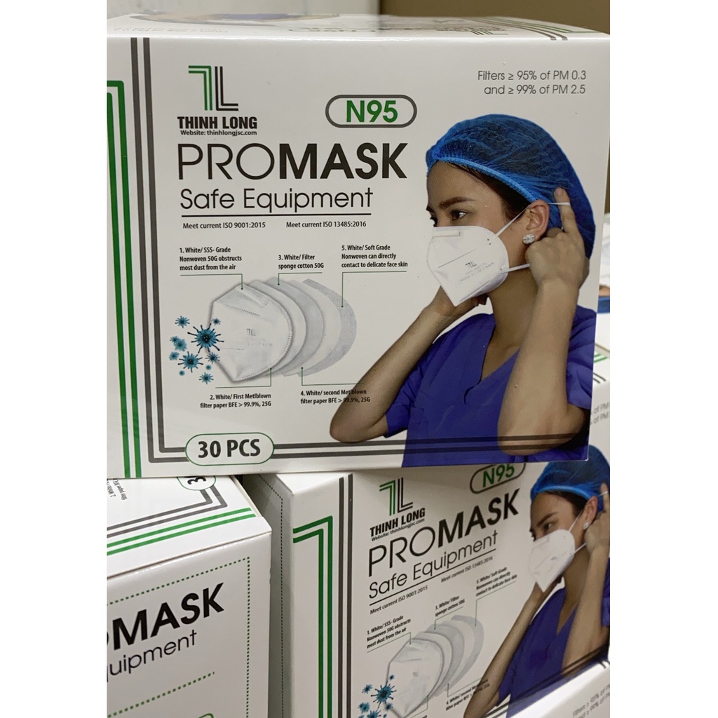Khẩu trang y tế N95 Promask 5 lớp kháng khuẩn - hộp 30 cái