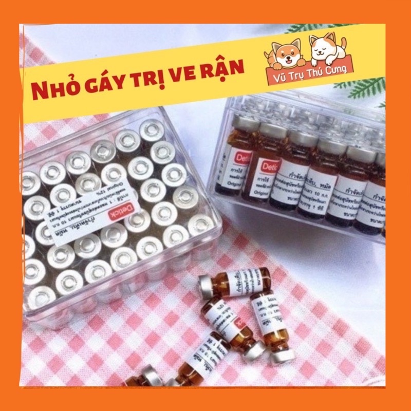 Nhỏ gáy ngừa, tri ve rận cho Chó Mèo lọ 1cc | Nhỏ gáy DETICK Thái Lan cho Chó Mèo