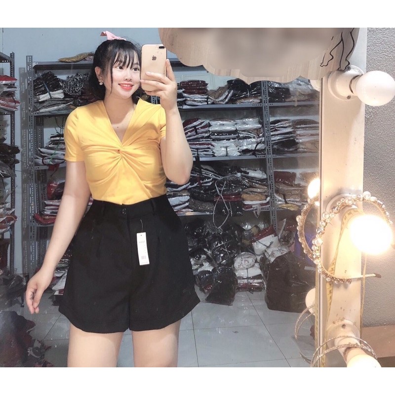 Áo kiểu xoắn ngực chất thun co dãn cổ V BIGSIZE 60-90kg (có size L-XL-XXL) nhiều màu