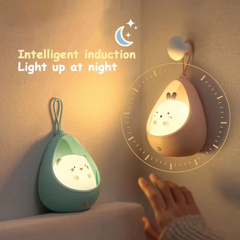 Đèn LED Cảm Biến Chuyển Động Hình Động Vật Dễ Thương Sạc USB Tiết Kiệm Năng Lượng Bảo Vệ Mắt Cho Phòng Ngủ Trẻ Em