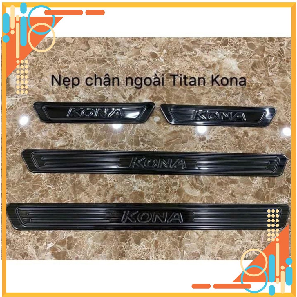 Ốp bậc Trong - Ngoài cho Hyundai Kona- chất liệu Titan