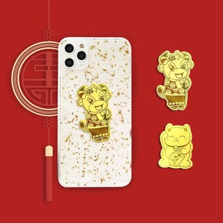 Lá vàng Mèo Thần Tài Trâu Thần Tài rước Tài Lộc May Mắn để trong Ốp điện thoại Ví