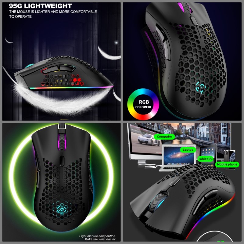 Chuột Không Dây Pin sạc T66 Gaming led RGB