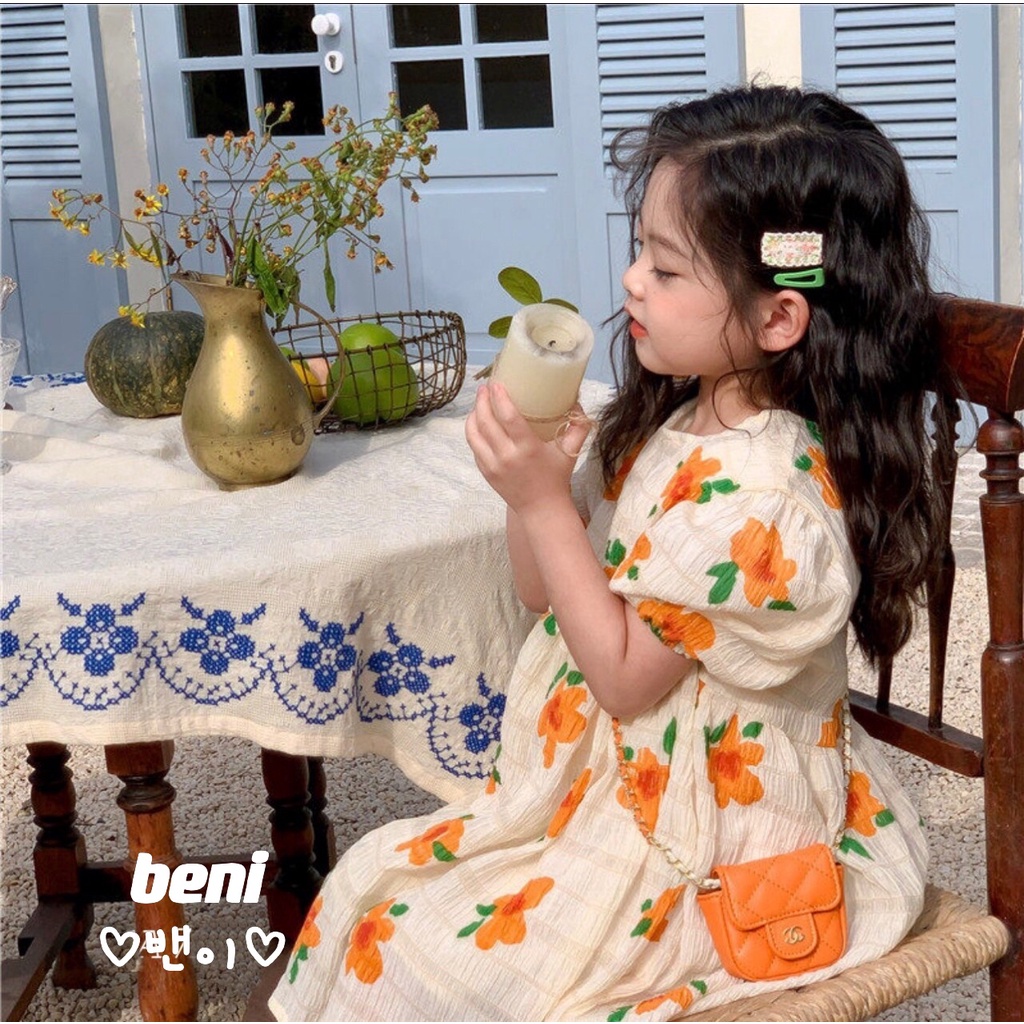 Váy Bé Gái Đầm Bé Gái 1-5 Tuổi Hoạ Tiết Hoa Nhí Dễ Thương Chất Vải Thô Mát Không Gây Kích Ứng Da - beni -04