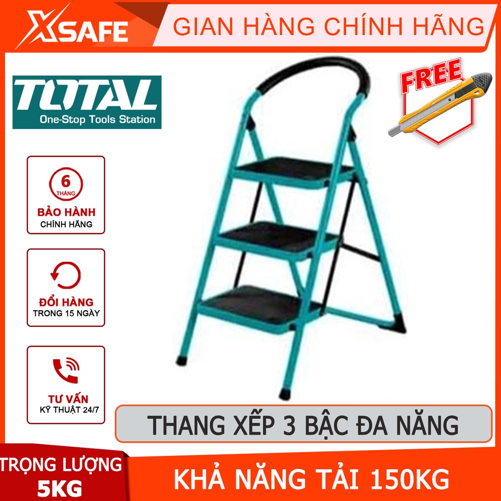 Thang xếp 3 bậc đa năng TOTAL THLAD09031 kích thước mỗi bậc 380x260mm, khả năng tải 150kg - [XSAFE]