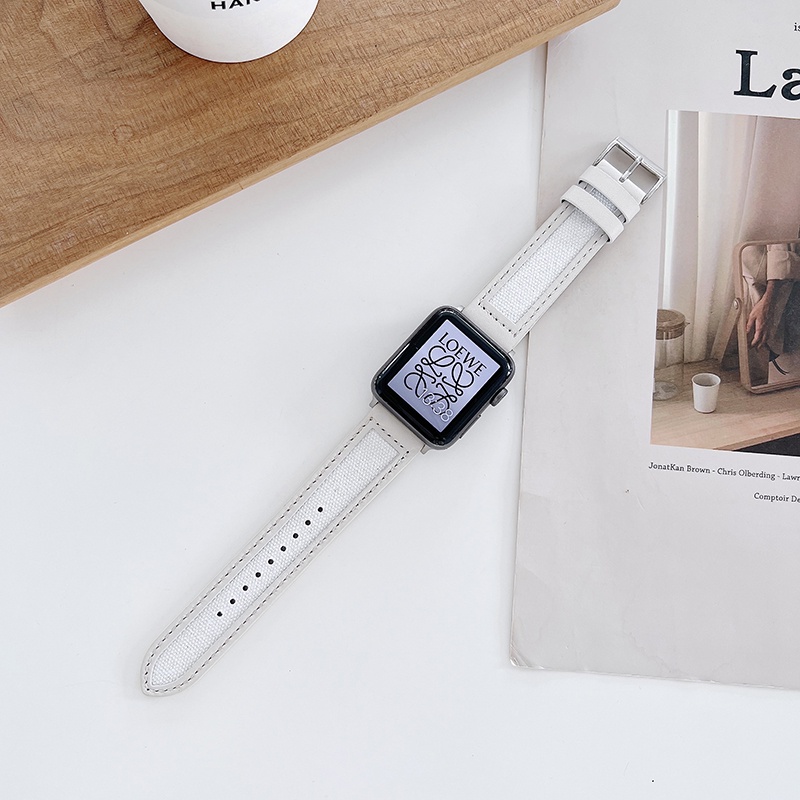 Dây Đeo Vải Canvas Đơn Giản Thời Trang Cho Đồng Hồ iWatch 38/42/40/44 MM