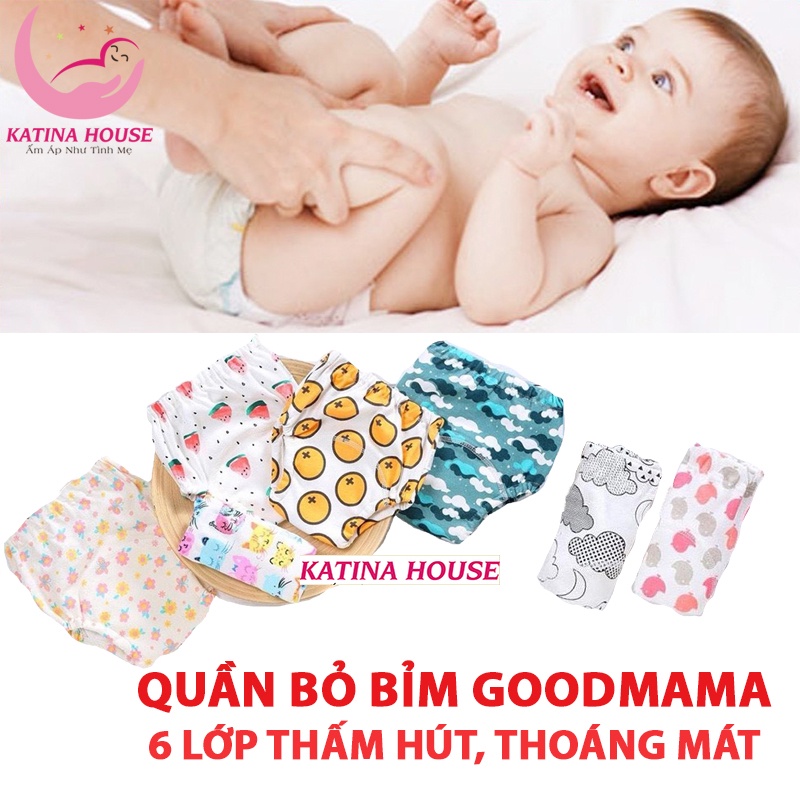 Quần tập bỏ bỉm Goodmama 6 lớp chính hãng, thấm hút thoáng mát thoải mái cho bé, size 5-17kg