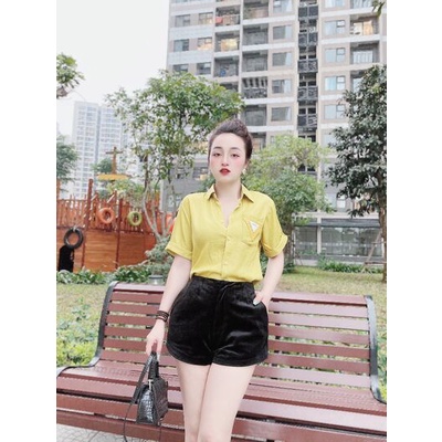 Áo sơ mi đũi cổ đức tag Pra xinh