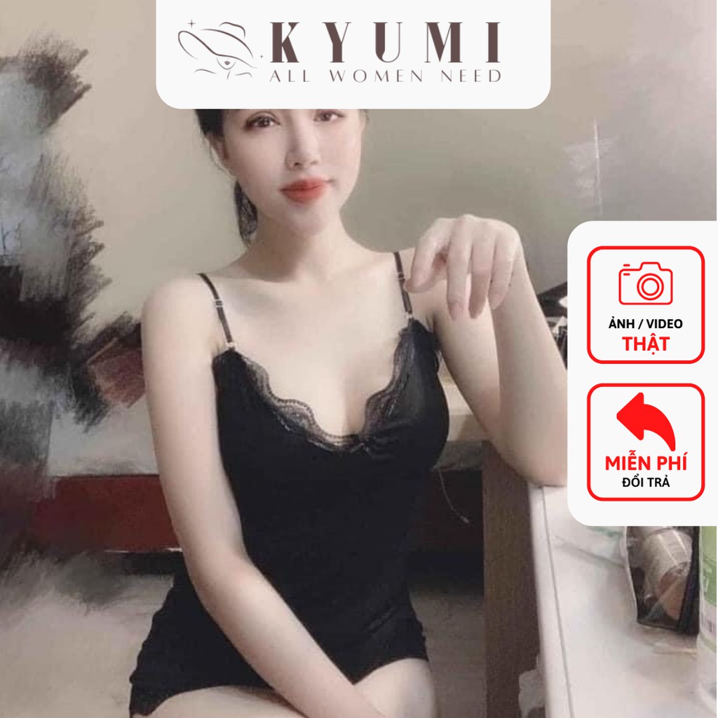 Đồ ngủ sexy đồ ngủ 2 dây viền ren KYUMI OFFICIAL, chất liệu thun borip cao cấp, freesize 40-60kg tùy chiều cao 007 | BigBuy360 - bigbuy360.vn