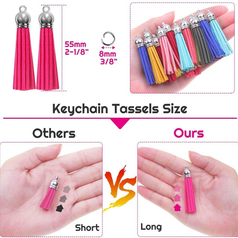 Dây Tua Rua 55Mm Chất Liệu Da Lộn Phối Tua Rua Dùng Làm Móc Khóa DIY