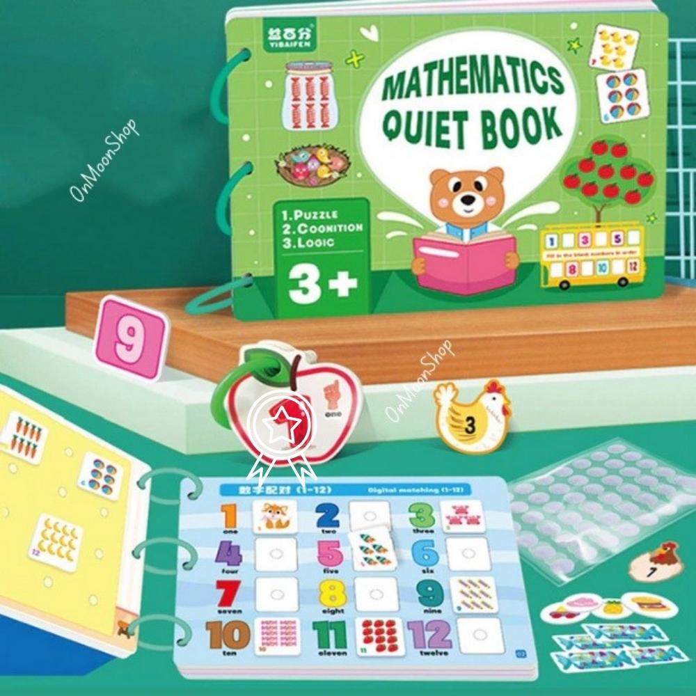 Học Liệu Bóc Dán Toán Học Thông Minh Đầu Đời Cho Bé Mathetics Quiet Book, Học Liệu Bóc Dán Montessori