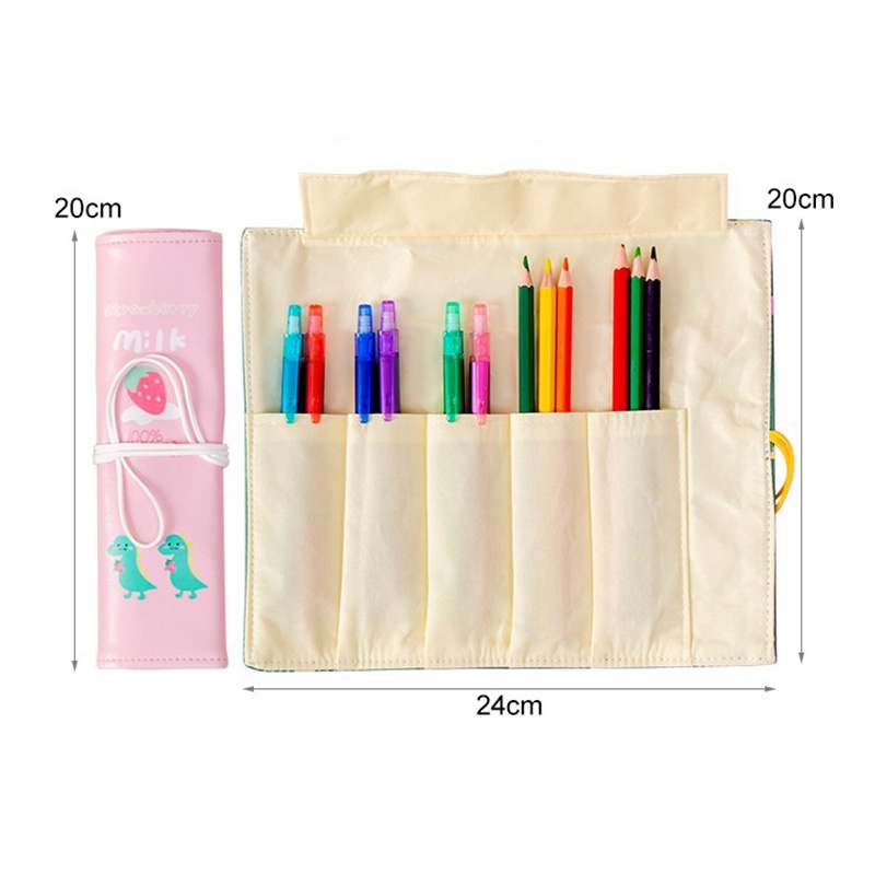 Túi Đựng Bút Dạng Cuộn Hình Khủng Long Phong Cách Hàn Quốc Đơn Giản Sáng Tạo Cho Nữ