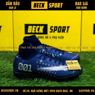 Giày Bóng Đá Mercurial 13 Dream Speed Superfly Academy Xanh Than Vạch Chuối Cao Cổ TF