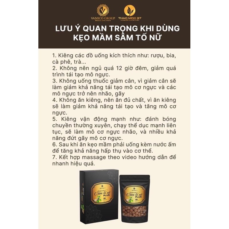 Kẹo mầm Sâm tố nữ plus Thảo Mộc 37 giúp tăng size vòng 1 cải thiện nội tiết da đẹp