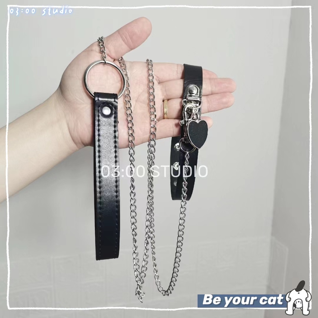 （Giao hàng bảo mật）Cosplay vòng cổ Choker hình trái tim kèm dây xích - Phụ kiện--OldGL