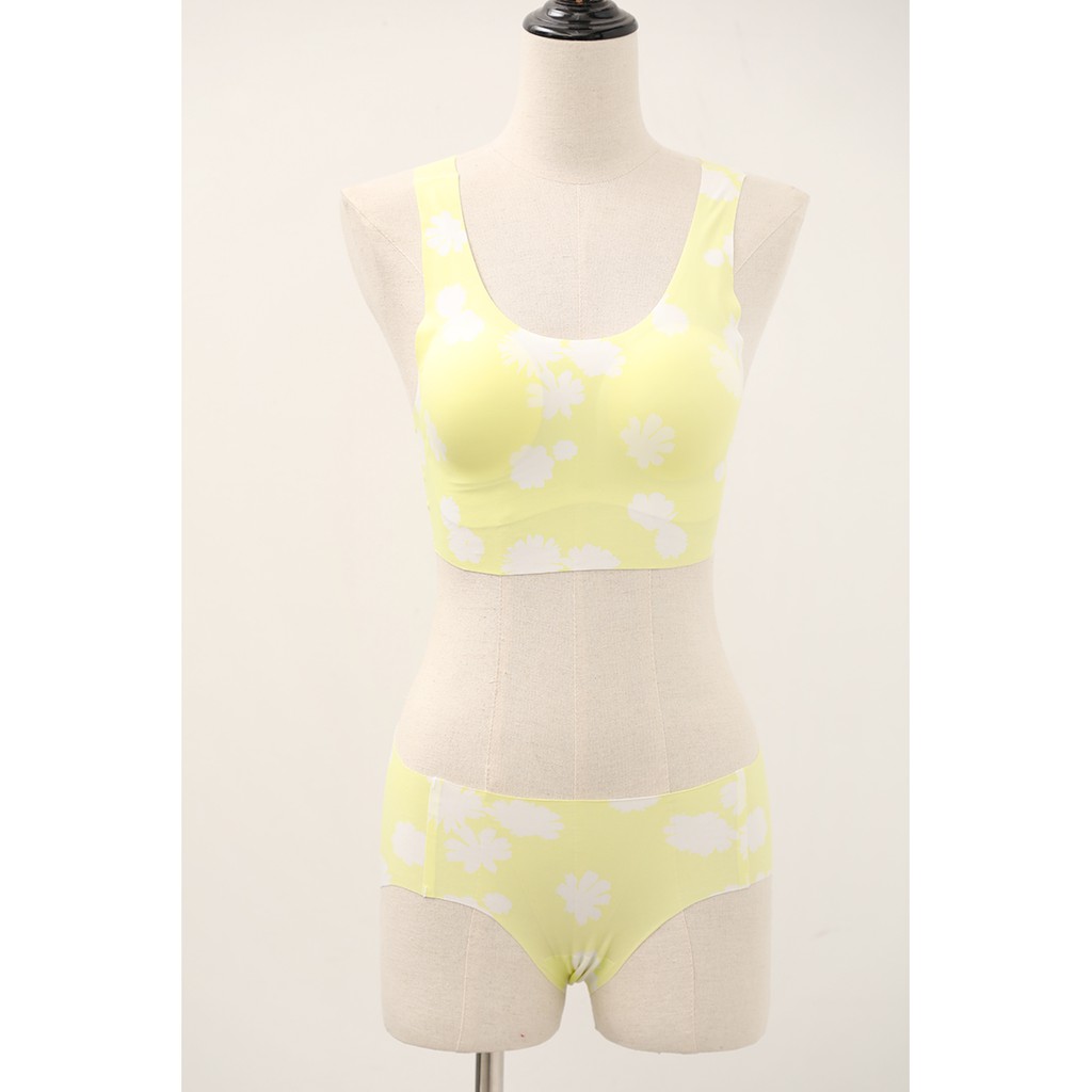 UB001 Xả Kho-Set Quần Áo Lót Không Đường Viền Mịn Mát Ubras Xuất Nhật #Màu Vàng Hoa Cúc