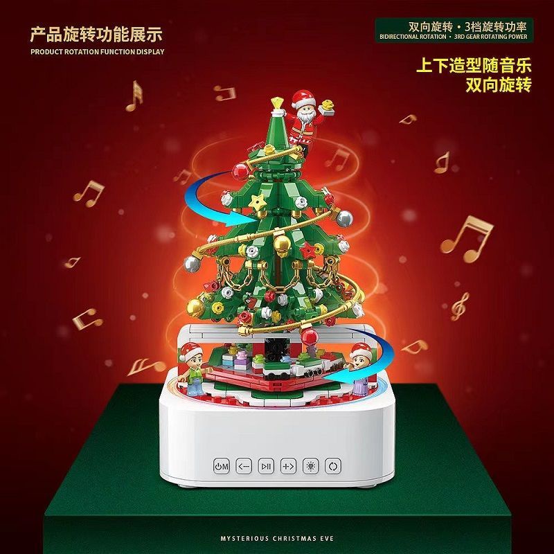 Hộp Nhạc Lắp Ráp  Hình Cây Thông Giáng Sinh Kết Nối Bluetooth Có Đèn