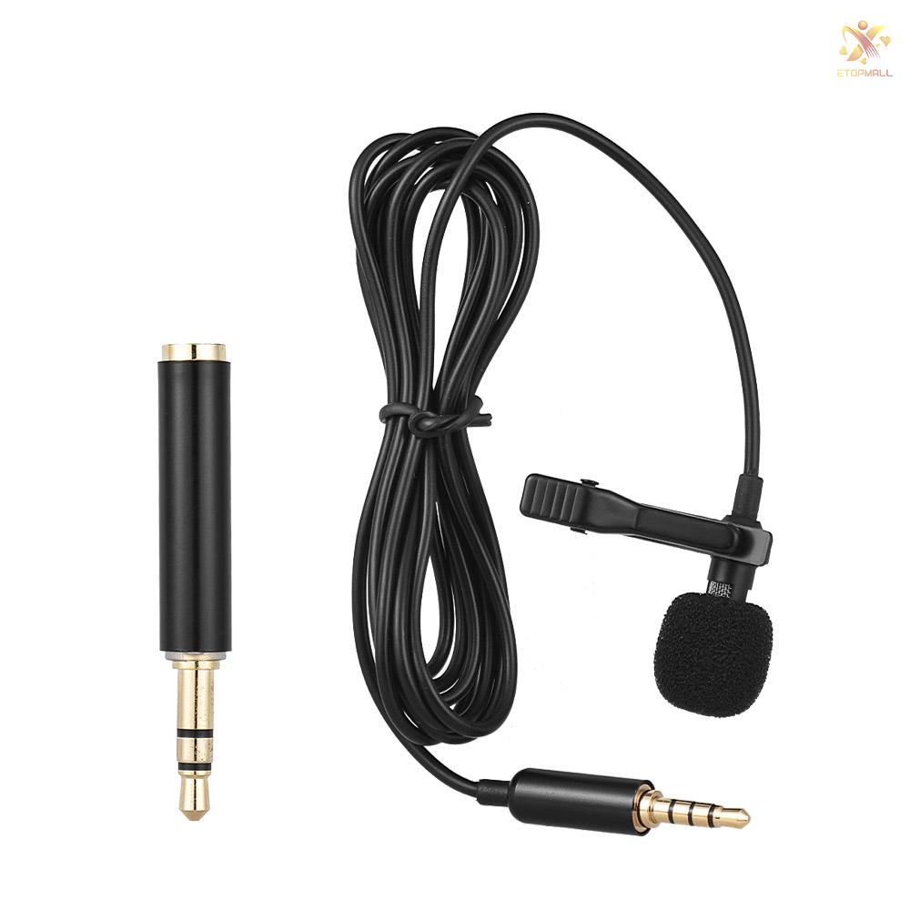 ET Andoer EY-510A Mini Portable Clip-on Lapel Lavalier Condenser Mic Wired Microphone for  iPad Android Smartphone DSLR Camera Computer PC Laptop