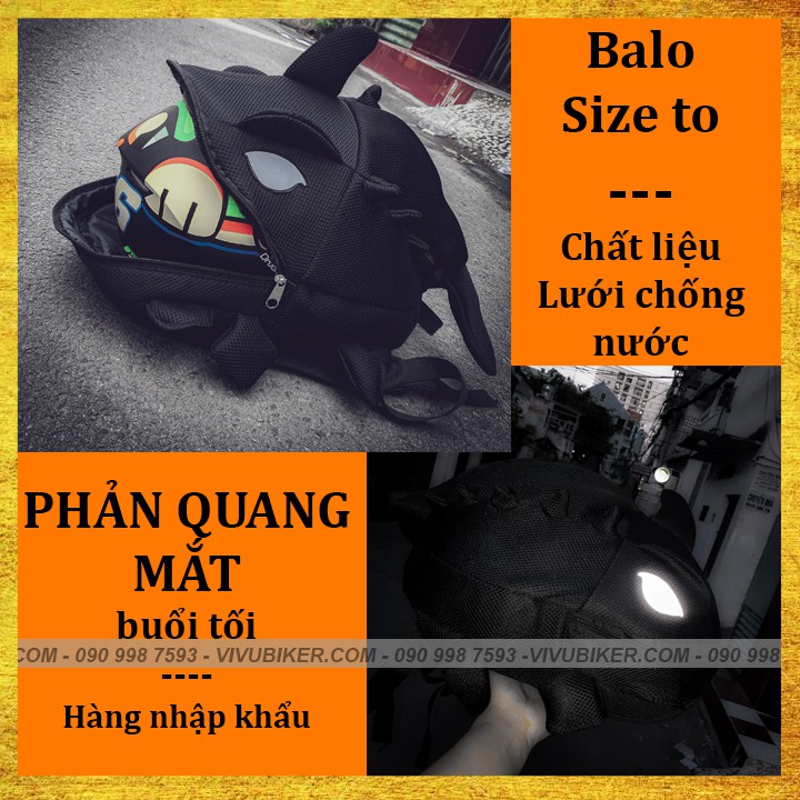 [GIÁ KHO] Balo rồng size lớn đựng mũ bảo hiểm fullface - Balo khủng long lưới phản quang size lớn cất nón bảo hiểm