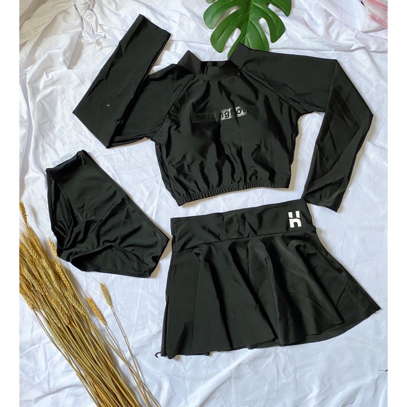 Bikini tay dài quần váy đen | BigBuy360 - bigbuy360.vn