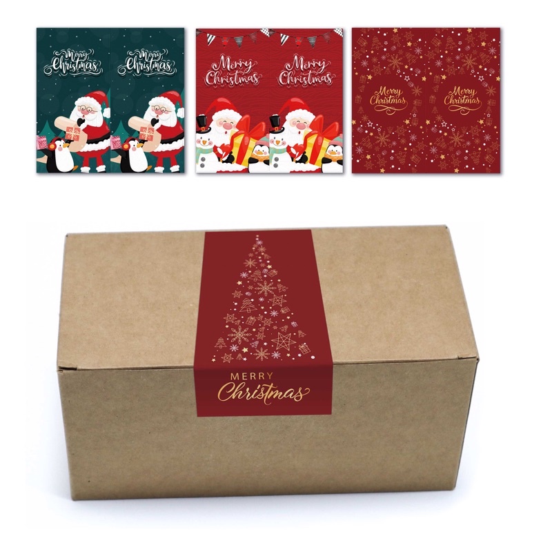Set 2 tem niêm phong hộp quà, túi quà Noel size 5 x 10 cm