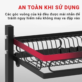 Kệ úp bát đĩa Thông Minh Trên Bồn Rửa Úp Bát Đa Năng 2 Tầng Inox Chống Rỉ Sét Sơn Đen Tĩnh Điện Cao Cấp - Alicestore
