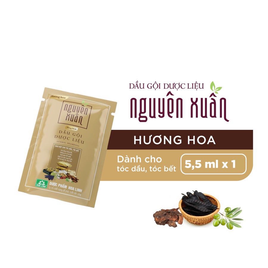 Dầu gội dược liệu Nguyên Xuân Bồng bềnh (Vàng) dành cho tóc dầu, tóc bết - Dược phẩm Hoa Linh