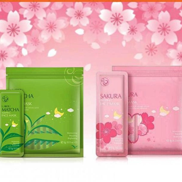 (Gói lẻ 3g) Mặt nạ ngủ bùn Trà Xanh Matcha và Anh Đào Sakura LaiKou (dollar cosmetics)