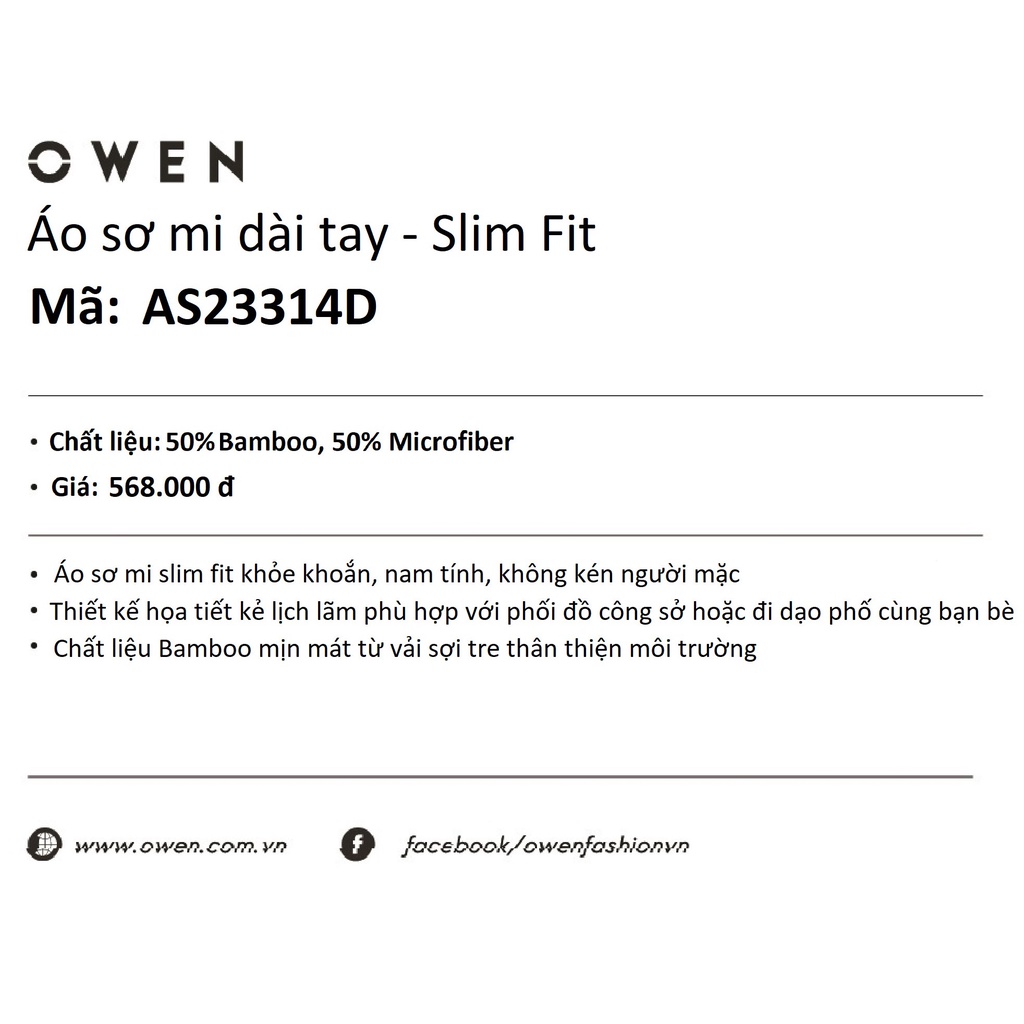 Áo Sơ Mi Nam Dài Tay Owen AS23314D Somi Công Sở Cao Cấp Màu Ghi Xám Kẻ Ngang Dáng Ôm Không Túi Chất Sợi Tre Mềm Mát | BigBuy360 - bigbuy360.vn