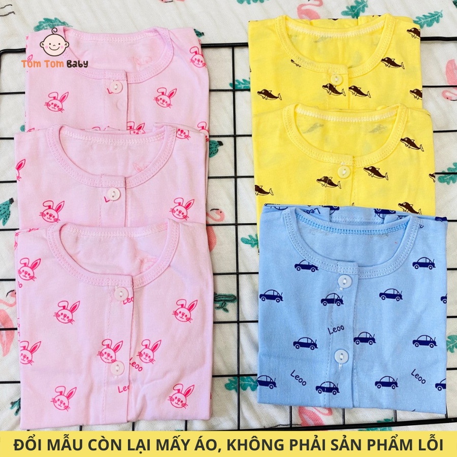 Áo sơ sinh cotton Tay Dài Màu Cài Giữa Thái Hà Thịnh, Size 1-5 cho bé sơ sinh -12kg