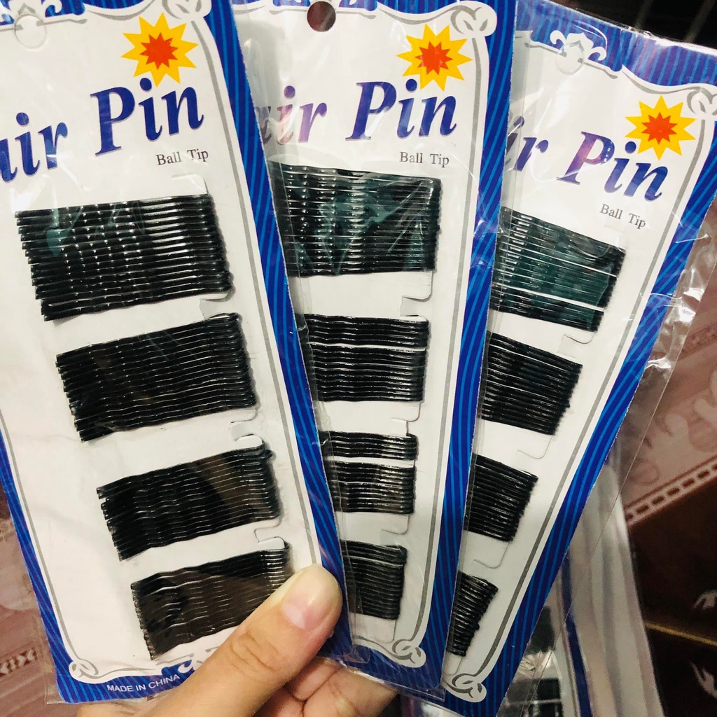 Kẹp Tóc Kẹp Tăm Vỉ 60 Cây Cho Bạn Gái Màu Đen