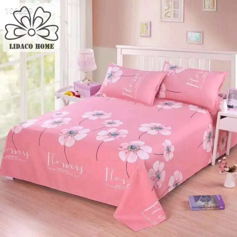 Bộ Ga Gối Cotton Tơ Tre LIDACO Cao Cấp -  Hoa Nền Hồng