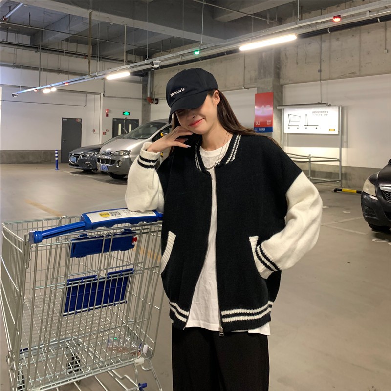 (A1006) áo khoác len cardigan dáng bóng chày freesize 2 màu | BigBuy360 - bigbuy360.vn